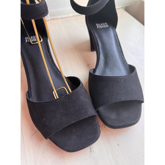 Eileen Fisher black Viva Nubuck Ankle-Grip Sandals size 8 - Picture 4 of 12